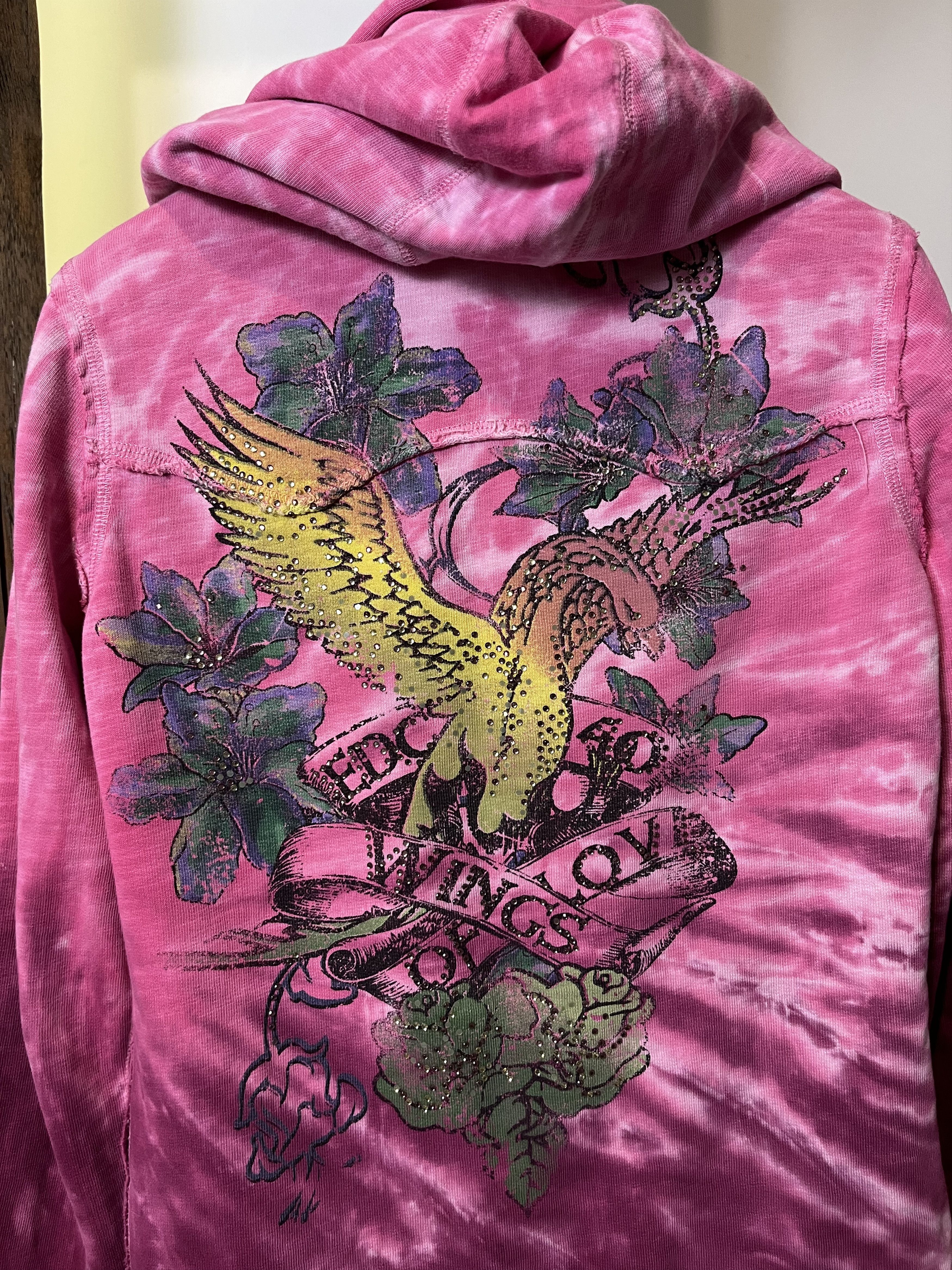 Christian Audigier × Ed Hardy × Vintage Vintage Ed Hardy Style Bird Flowers Tattoo Zip Hoodie Size US XS / EU 42 / 0 - 8 Thumbnail