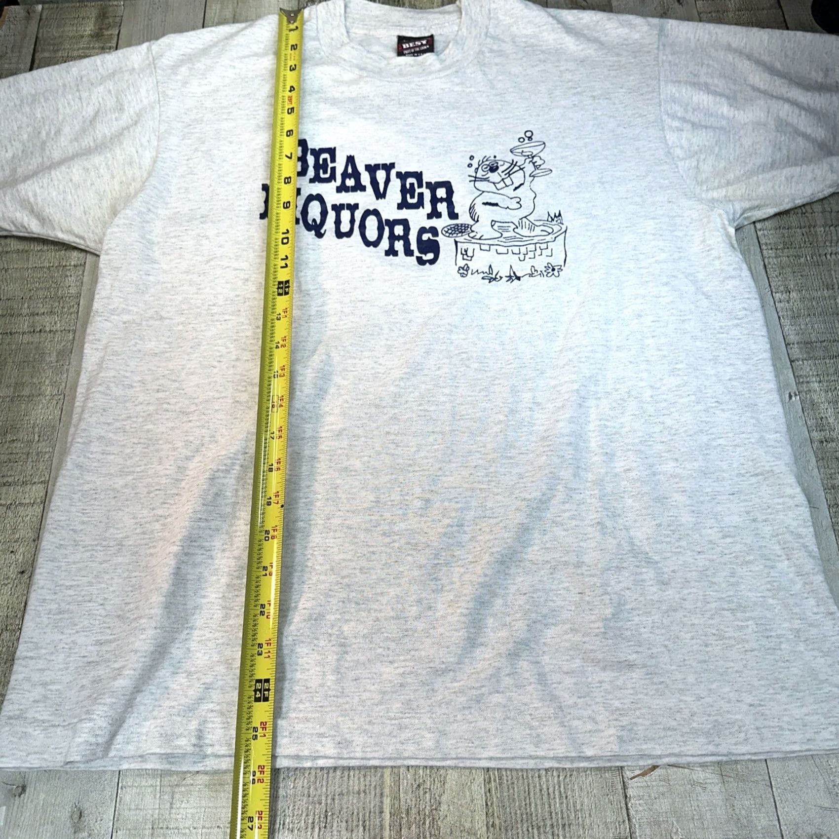 Fruit Of The Loom VINTAGE Fruit of the Loom T-Shirt Men L Gray Beaver liquors USA 90s Size US L / EU 52-54 / 3 - 6 Thumbnail