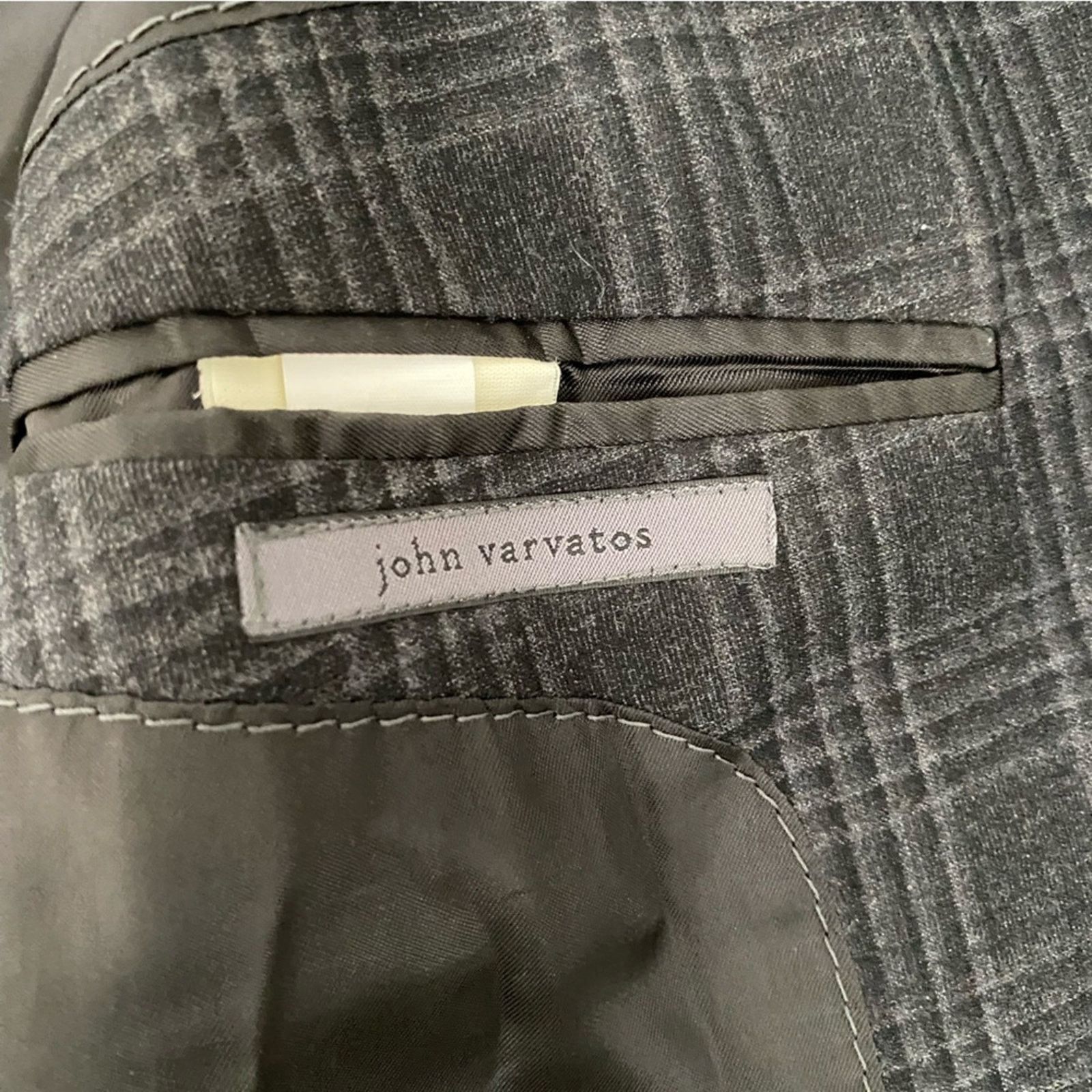 John Varvatos John Varvatos gray black plaid wool 2 piece suit 52R Size 52R - 7 Thumbnail