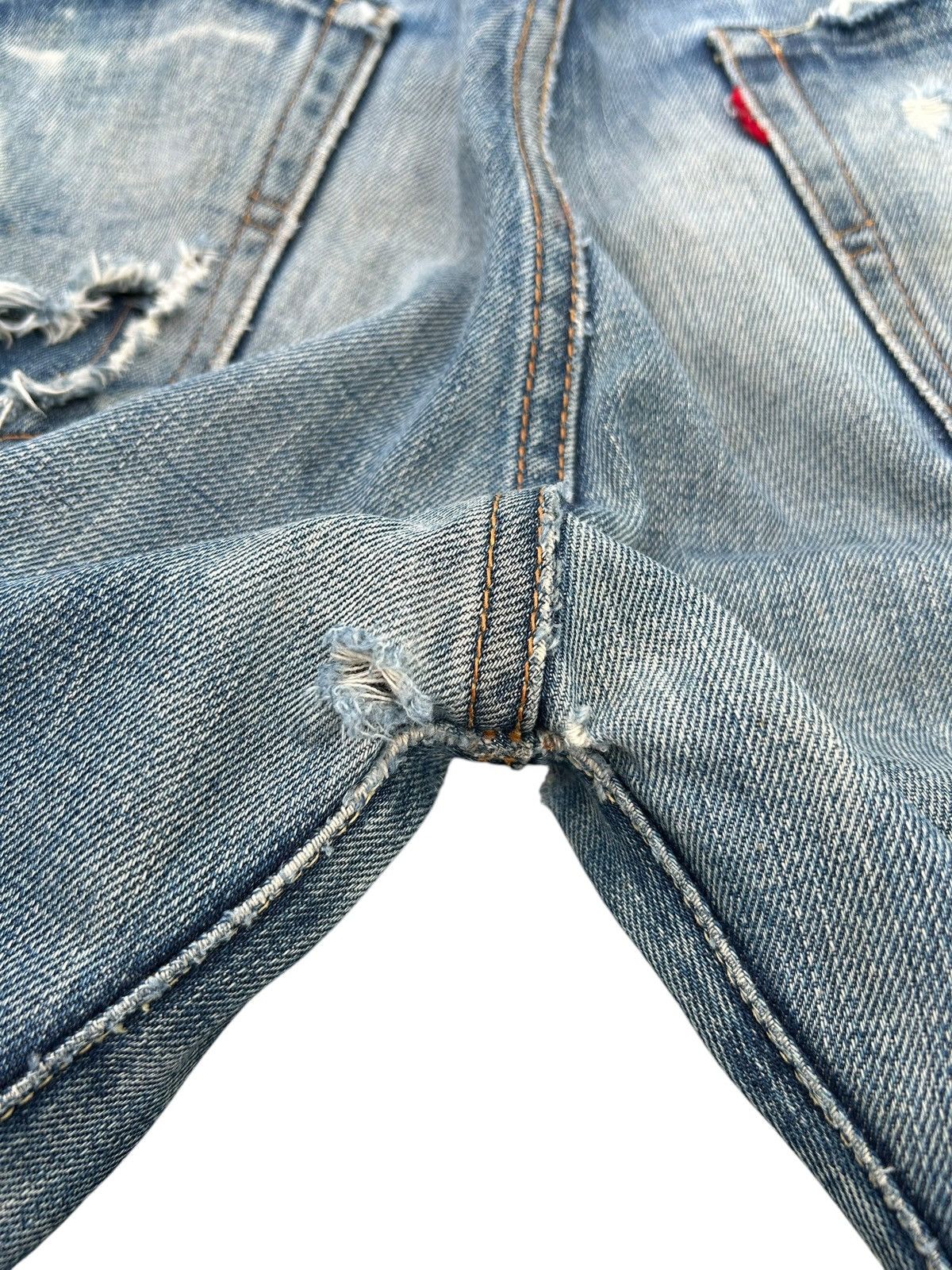 Kapital VINTAGE LEVIS BIG E SELVEDGE THRASHED DENIM JEANS Size US 29 - 18 Thumbnail