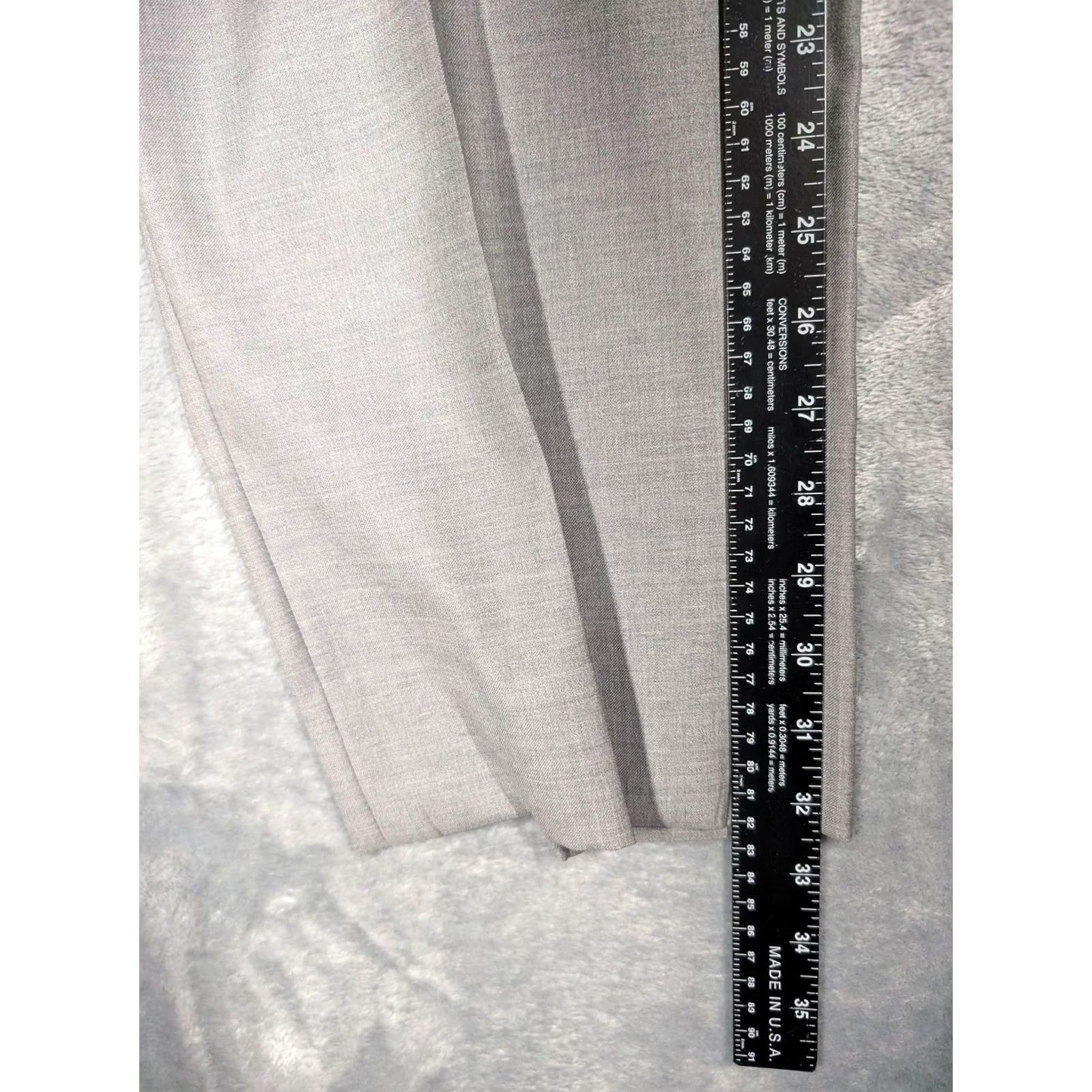 Cremieux Cremieux Pants Mens 38x32 Gray Wool Flat Front Straight Leg Dress Pants Mens Regular 32 Inseam Size US 38 / EU 54 - 4 Thumbnail