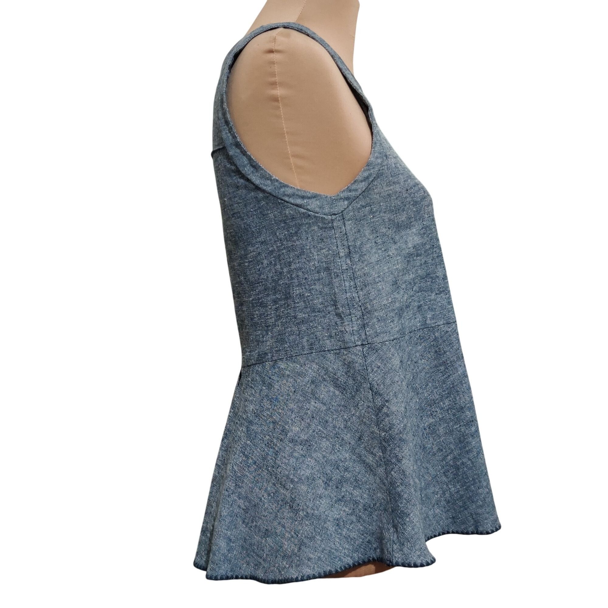 Other Sam & Lavi M Chambray Blue Cotton Linen Peplum Tank Top Tail Size M / US 6-8 / IT 42-44 - 3 Thumbnail