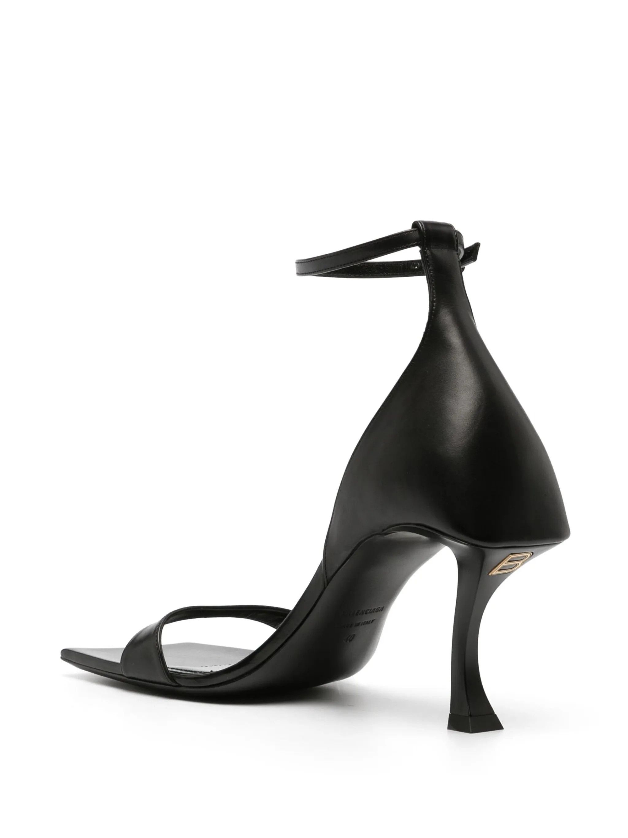 Balenciaga o1y0625 Leather Spool Heel Sandals in Black Size US 10 / IT 40 - 3 Thumbnail