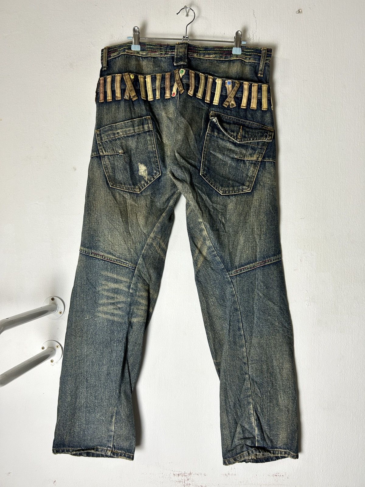 Japanese Brand Breath Mint Double Waist Jeans Sick Faded Bondage Punk Size US 33 - 9 Thumbnail