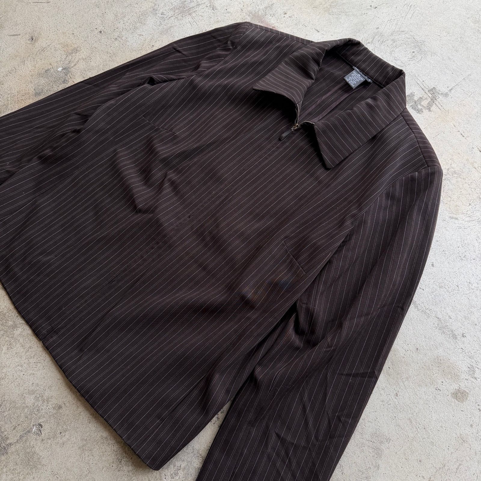 Other Vtg y2k early 2000s crop fit work zip up pinstriped jacket Size L / US 10 / IT 46 - 2 Thumbnail