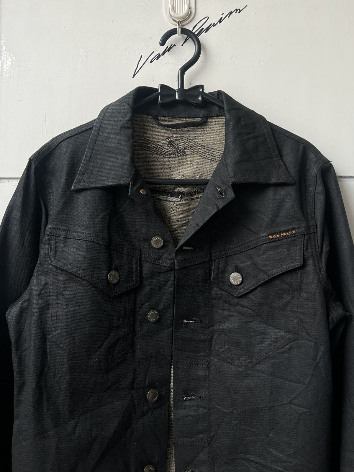 Nudie Jeans Nudie Jeans Conny Dry Black Coated Trucker Jeans Jacket Size US XS / EU 42 / 0 - 3 Thumbnail
