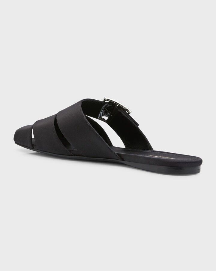 Saint Laurent Paris o1b1hav111224 Jacques Flat Mules in Crepe Satin in Black Size US 10.5 / EU 43-44 - 5 Thumbnail