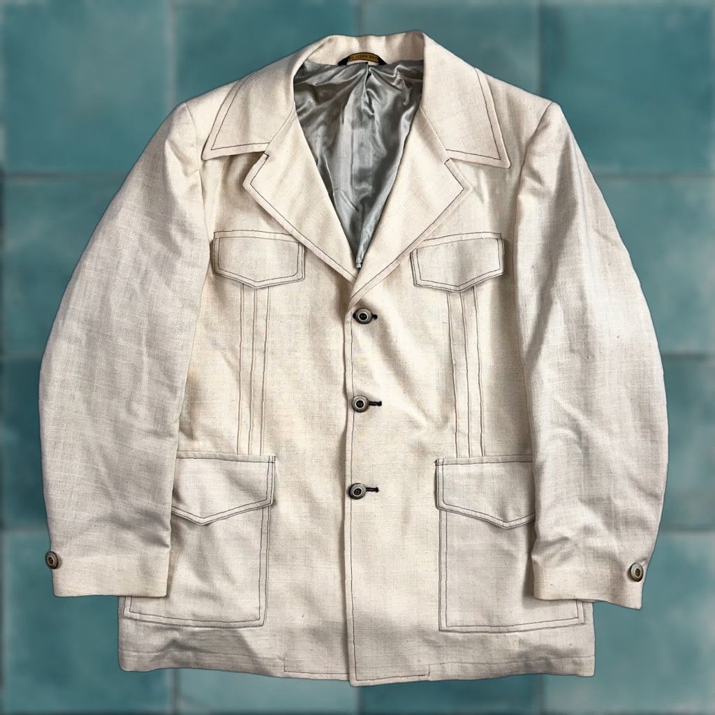 VINTAGE McGregor Blazer Jacket Mens Size 42 Beige Gray Western 3 Button Slim 70s