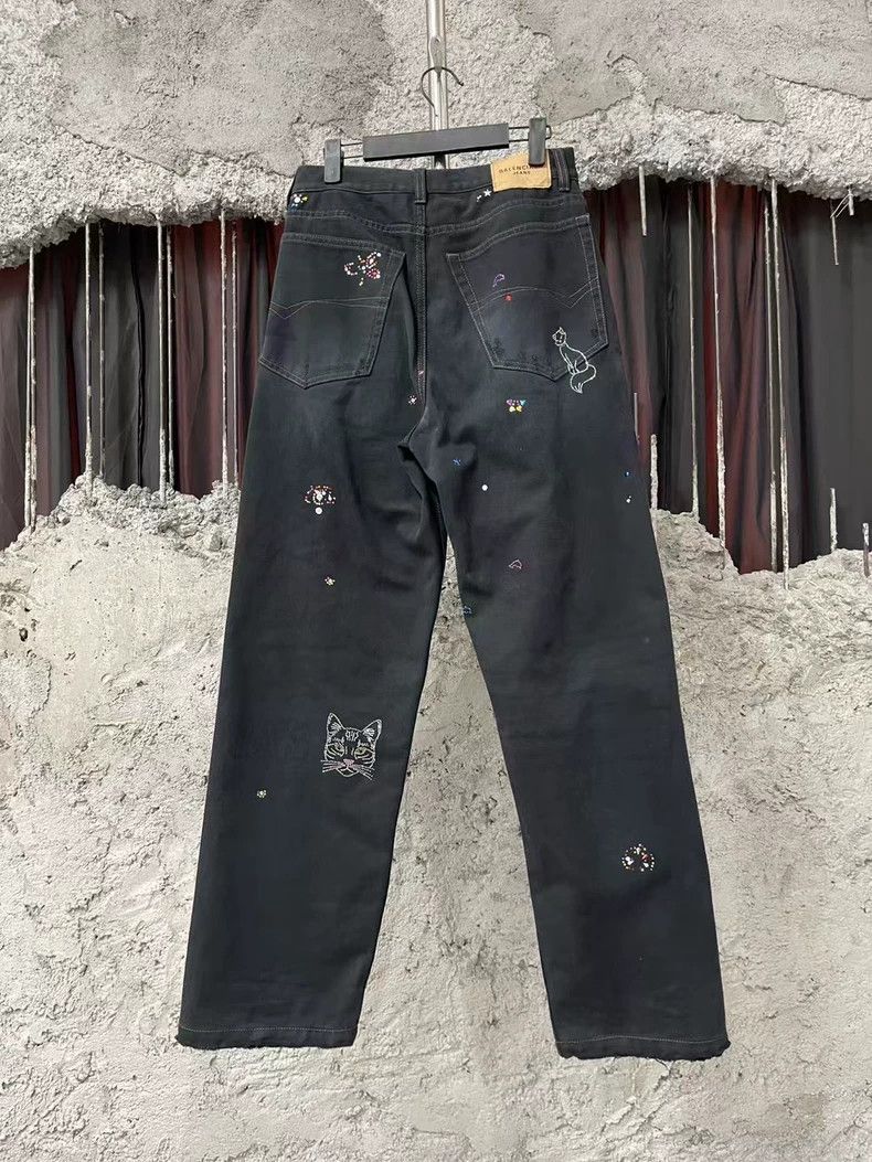 Balenciaga Balenciaga size S Distressed Diamond-Cut Cat Graffiti Deni Size US 27 - 2 Thumbnail