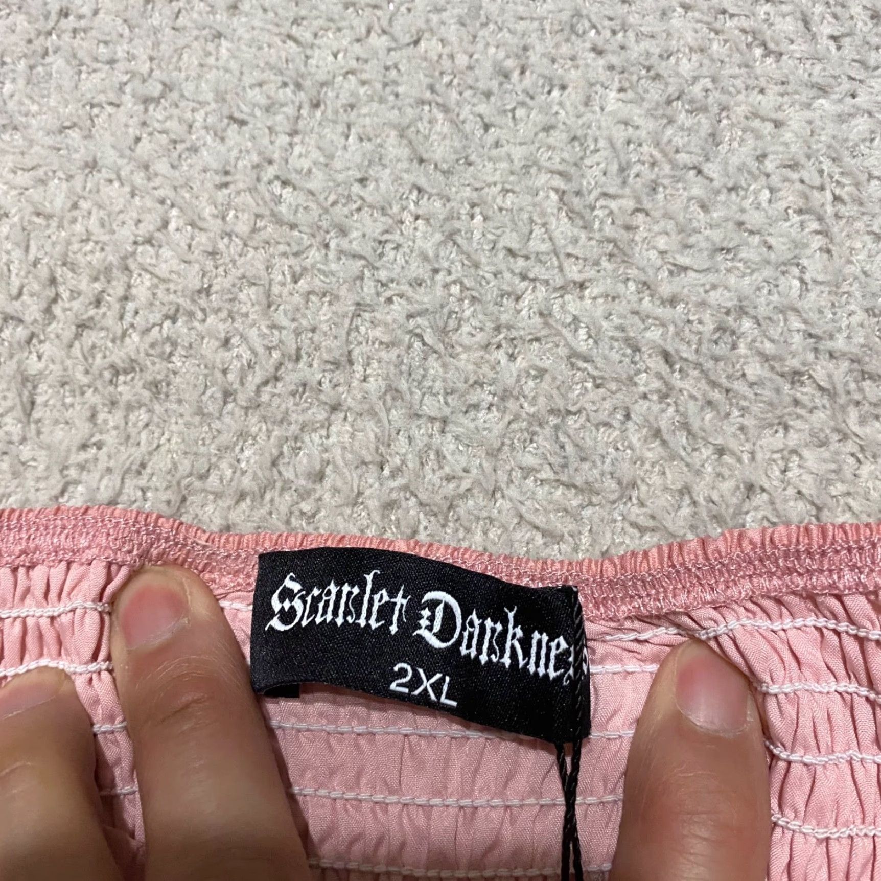 Vintage Scarlet Darkness NWT Womens Dress A-Line 2XL Hi-Low Pink Polyester Lined Ruffle Short Sleeve Vintage No Size XXL / US 16-18 / IT 52-54 - 3 Thumbnail