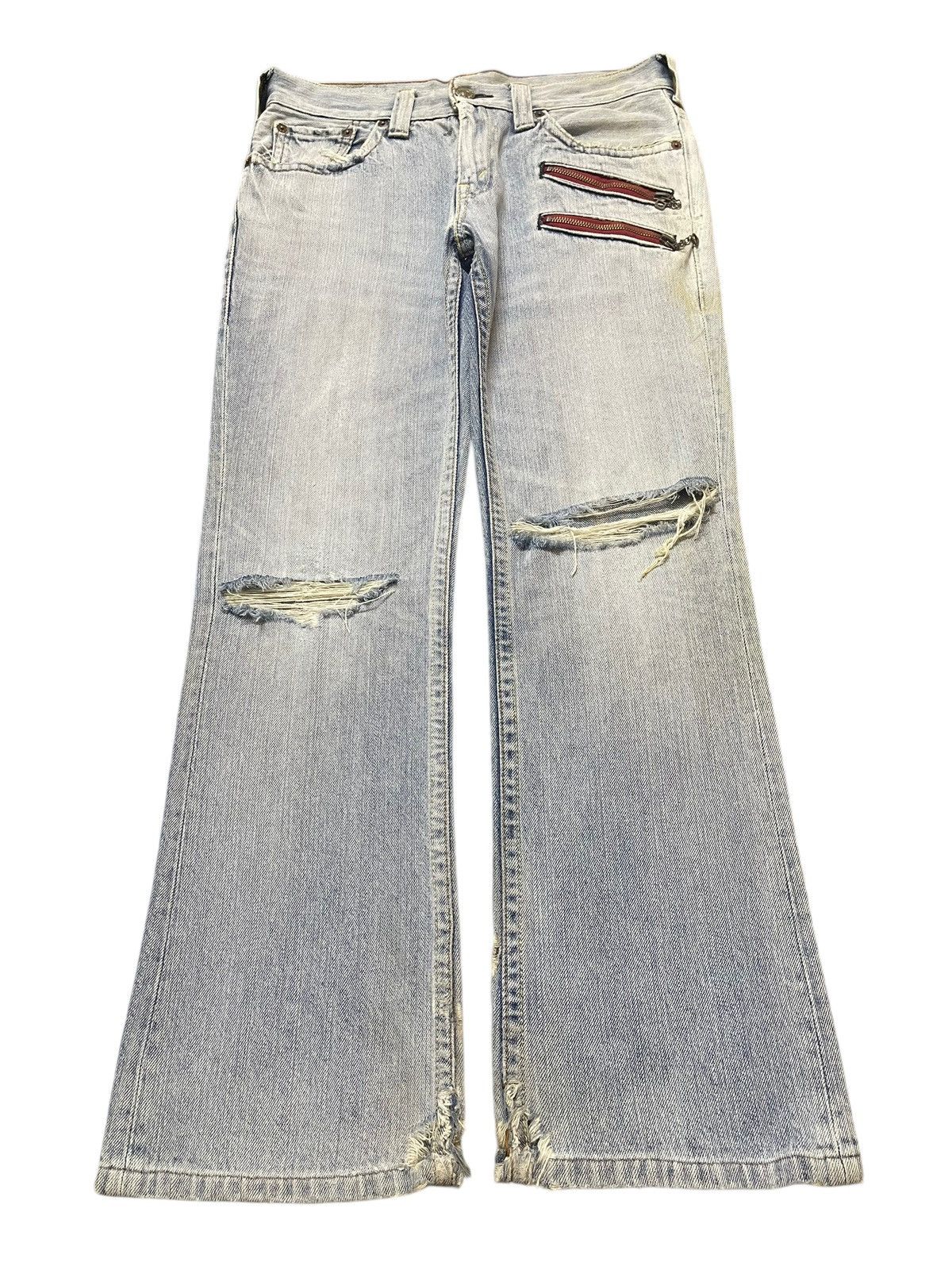 Vintage Levis Blue Wash Distressed Wide Leg Jeans