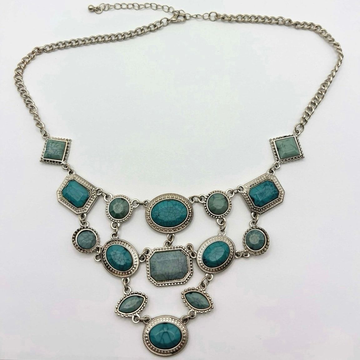 Other Western Turquoise & Silver Multi Oval Necklace Size ONE SIZE - 4 Thumbnail
