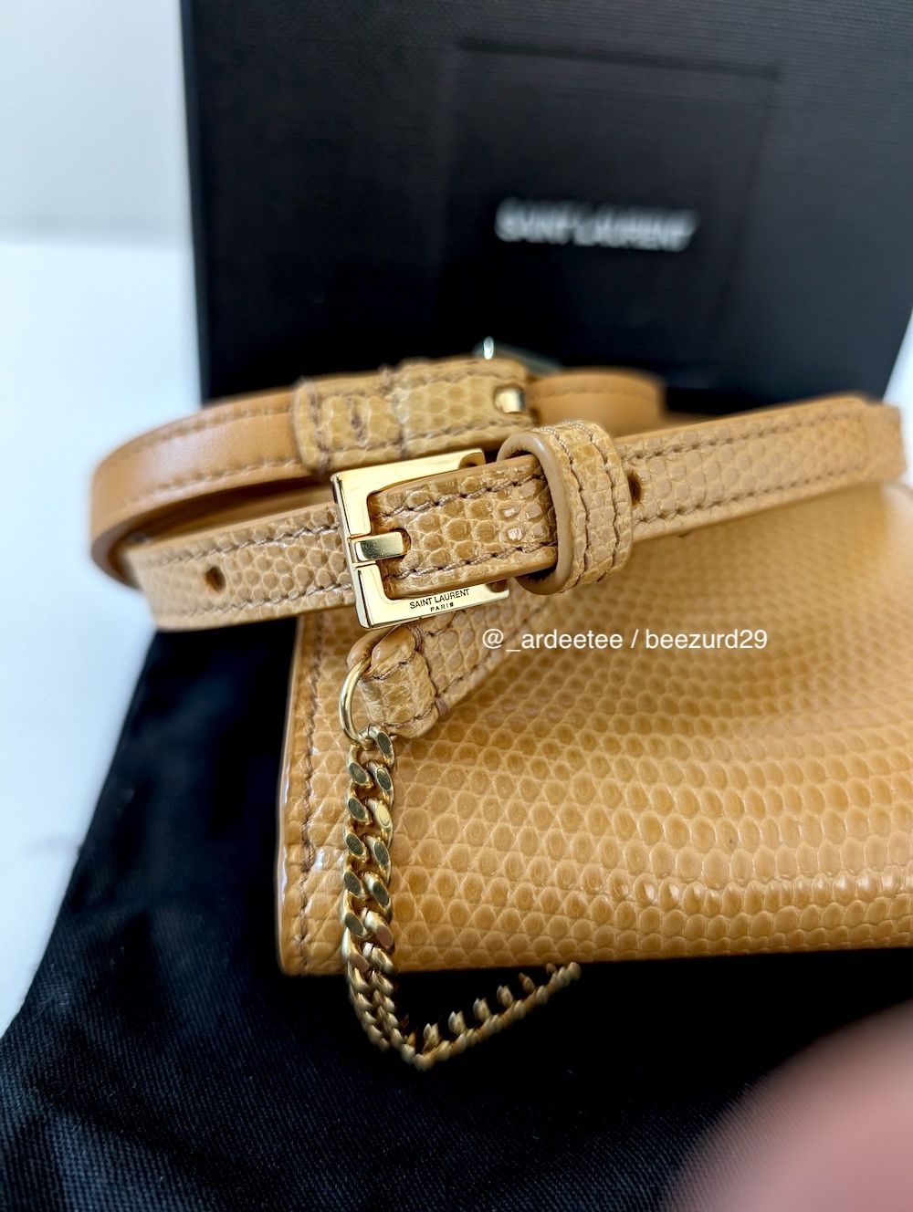 Saint Laurent Paris EXOTIC LIZARD MICRO RIDER CHAIN CROSSBODY BAG Size ONE SIZE - 7 Thumbnail
