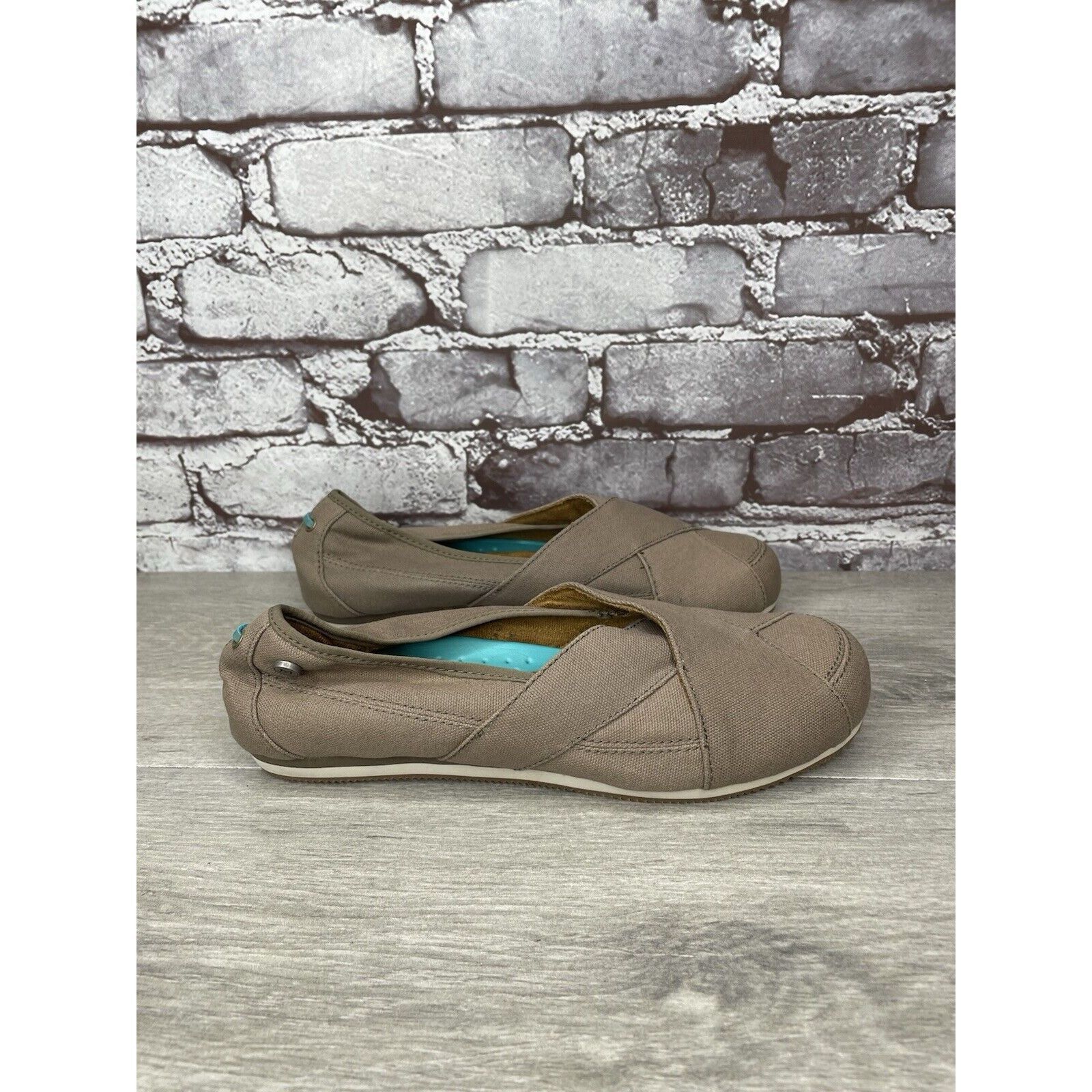 Other Mozo Taupe Canvas Fabric Comfort Slip Ballet Flats Shoes Wom Size US 8 / IT 38 - 3 Thumbnail