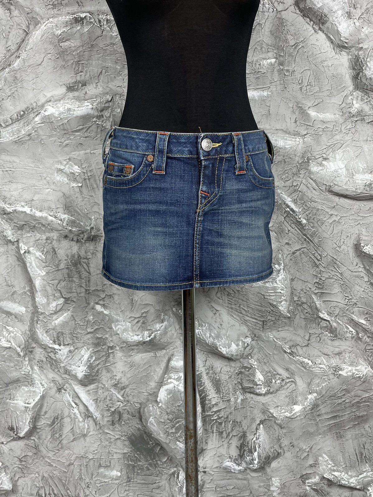 Miss Sixty × True Religion True Religion Y2K Mini Denim Skirt Made in USA Size 25" / US 0 / IT 36 - 3 Thumbnail