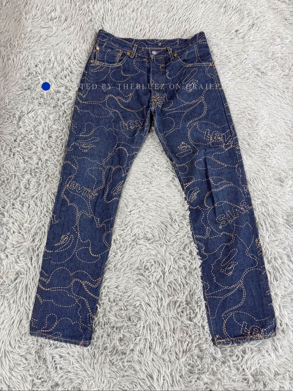 Bape Camo Stitch Jeans in Blue, Size 32 Size US 32 / EU 48 - 1 Thumbnail