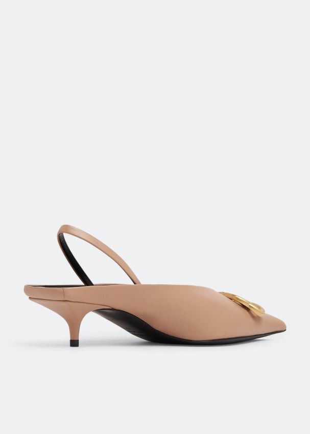 Balenciaga o1srvl11e1124 Square Knife Slingbacks in Beige/Gold Size US 11 / IT 41 - 3 Thumbnail