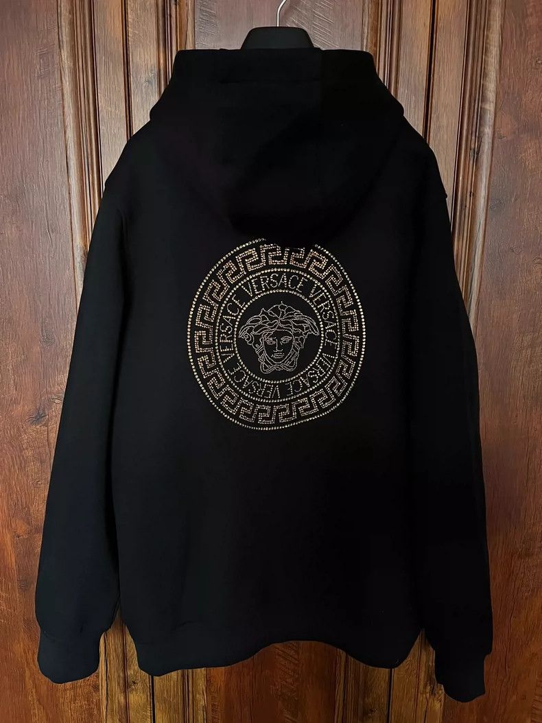 Versace Versace Diamond-embedded gold-zipped sweatshirt with diamo Size L / US 10 / IT 46 - 1 Thumbnail