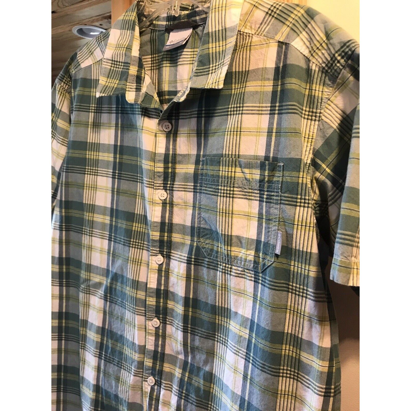 Columbia Columbia Men’s XL Blue Green Plaid SS Button Up Cotton Shirt Size US XL / EU 56 / 4 - 8 Thumbnail