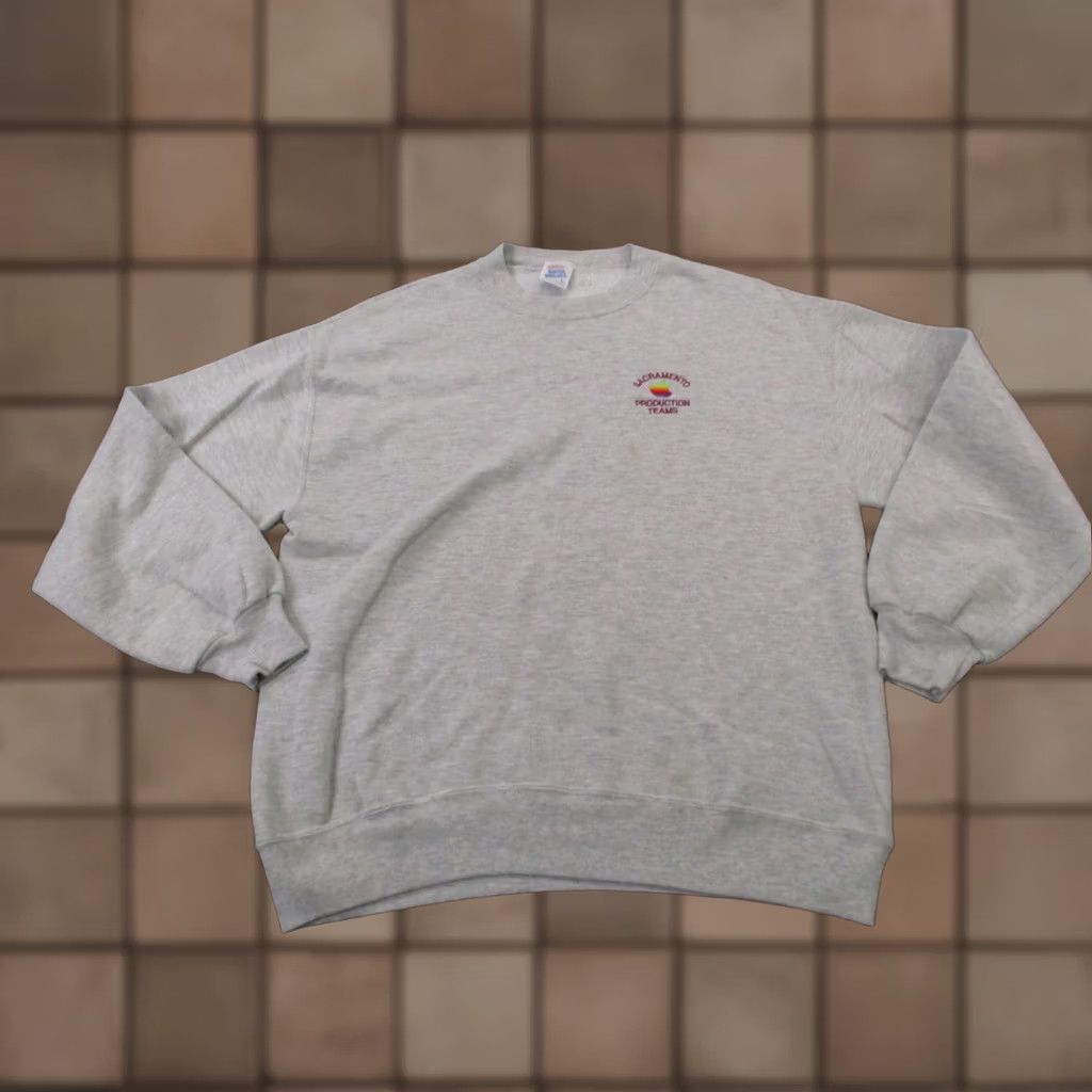 Jerzees VINTAGE Jerzees Sweatshirt Mens L Rainbow USA Made 90s Crew Neck Pullover Gray Cotton Polyester Knit Logo Lightweight Thermal Size US L / EU 52-54 / 3 - 1 Thumbnail
