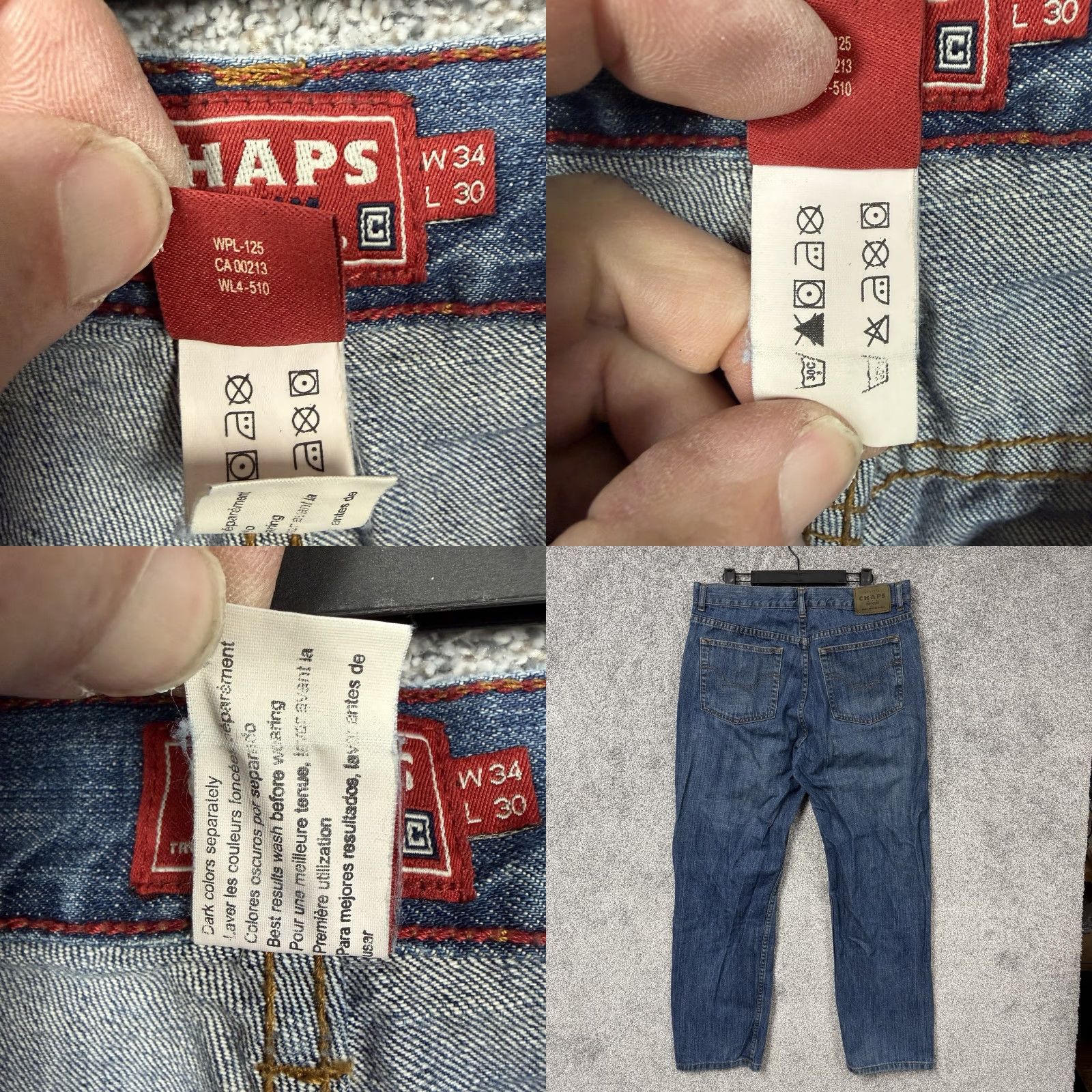 Chaps VINTAGE Chaps Jeans Denim Dark Wash 90s Retro Straight Leg 33x28 Men Blue True American Brand Jeans Size US 33 - 8 Thumbnail