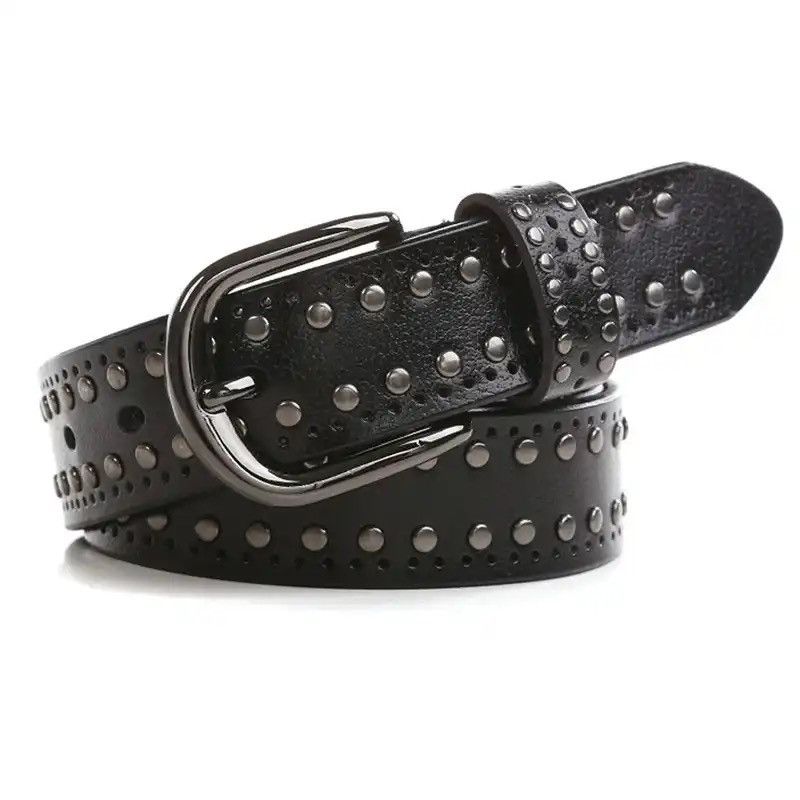 Leather × Vintage Genuine Leather Waistband Luxury Waist Rivet Retro Belts Size ONE SIZE - 1 Thumbnail