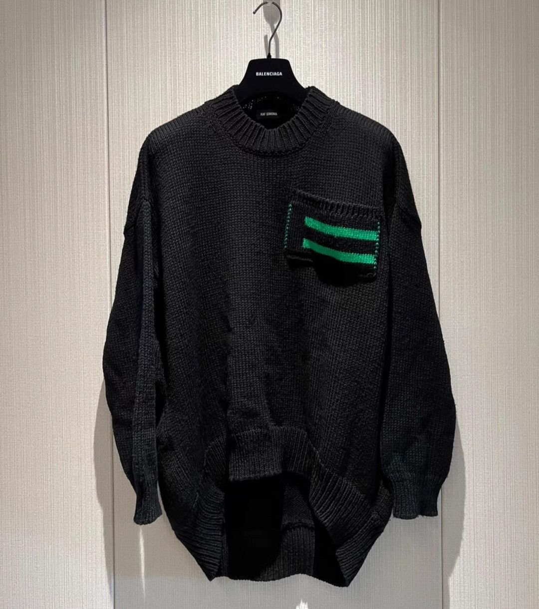 Pre-owned Raf Simons Silhouette Pocket Sweater In Black
