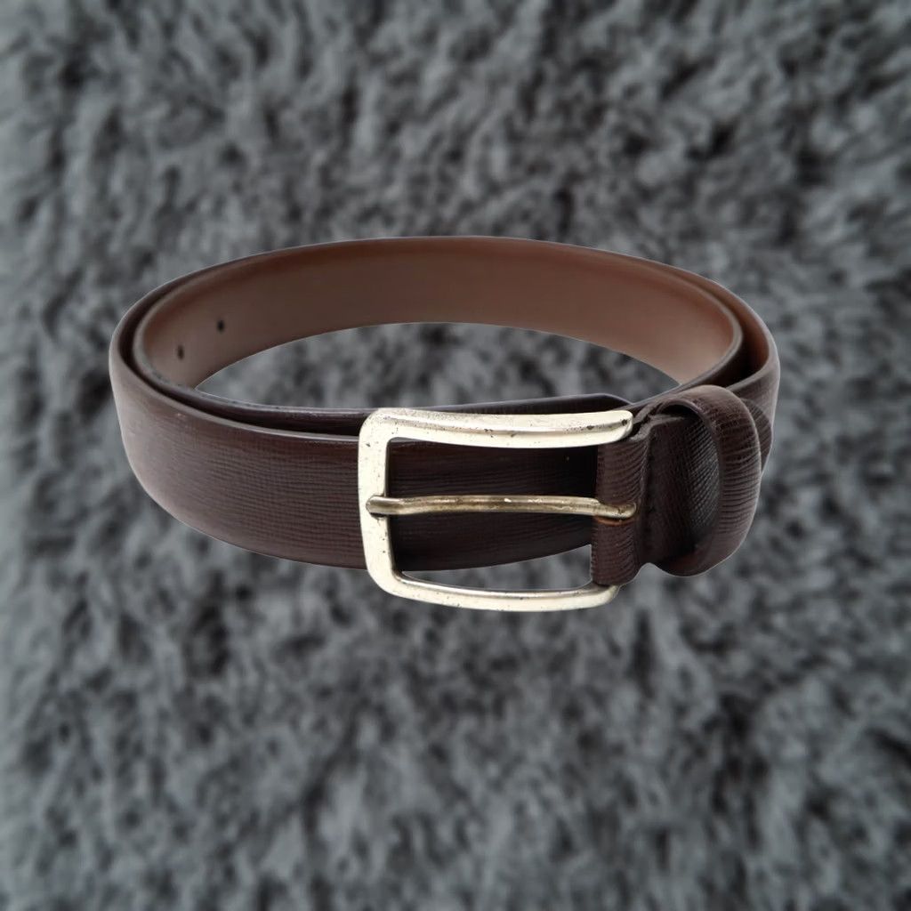 Suitsupply Suitsupply Belt Men's 85/34 Real Leather Textured Brown Square Buckle Belt Mens 85/34 Brown Square Buckle Leather Size ONE SIZE - 1 Thumbnail