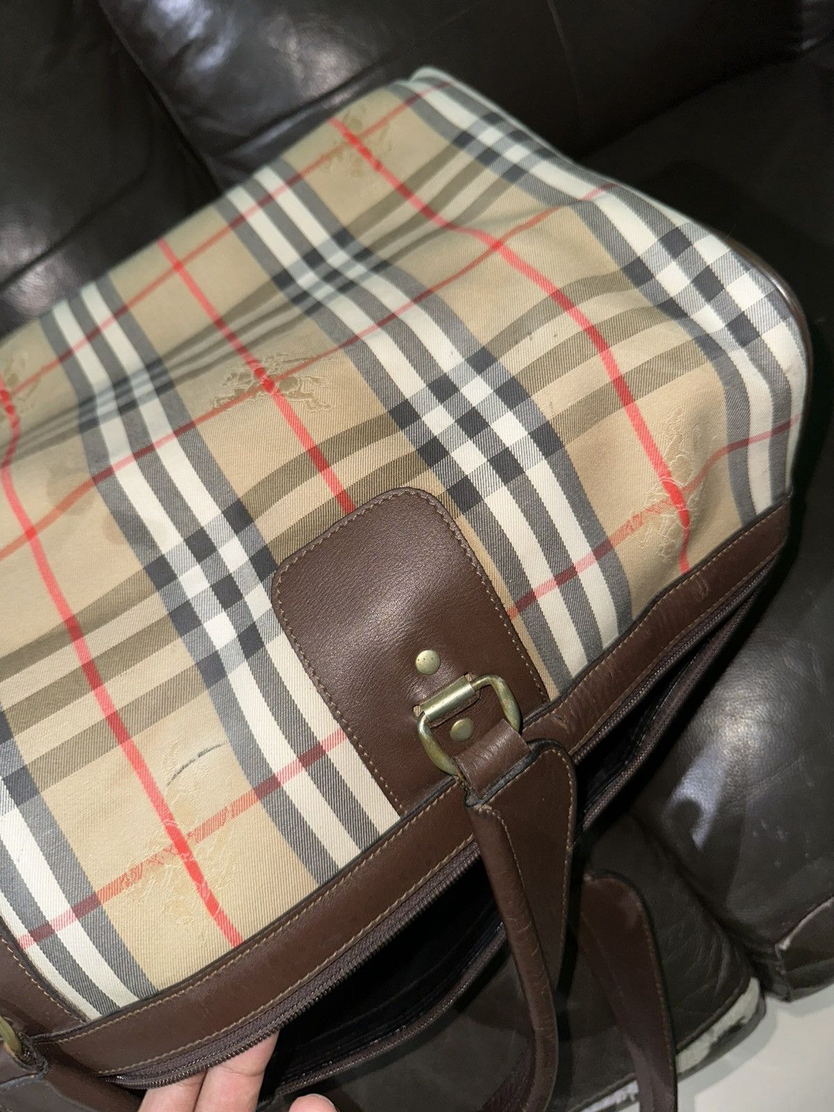 Burberry × Designer × Vintage Vintage 90s burberrys beige nova check travel bag Size ONE SIZE - 17 Thumbnail