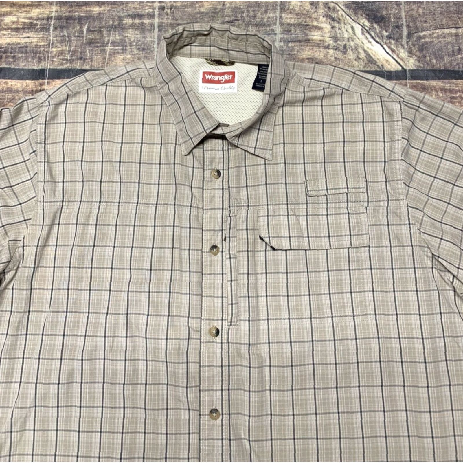 Wrangler Wrangler Mens Long Sleeve Shirt Tan Plaid Size Large Western Cowboy Button Down Size US L / EU 52-54 / 3 - 3 Thumbnail