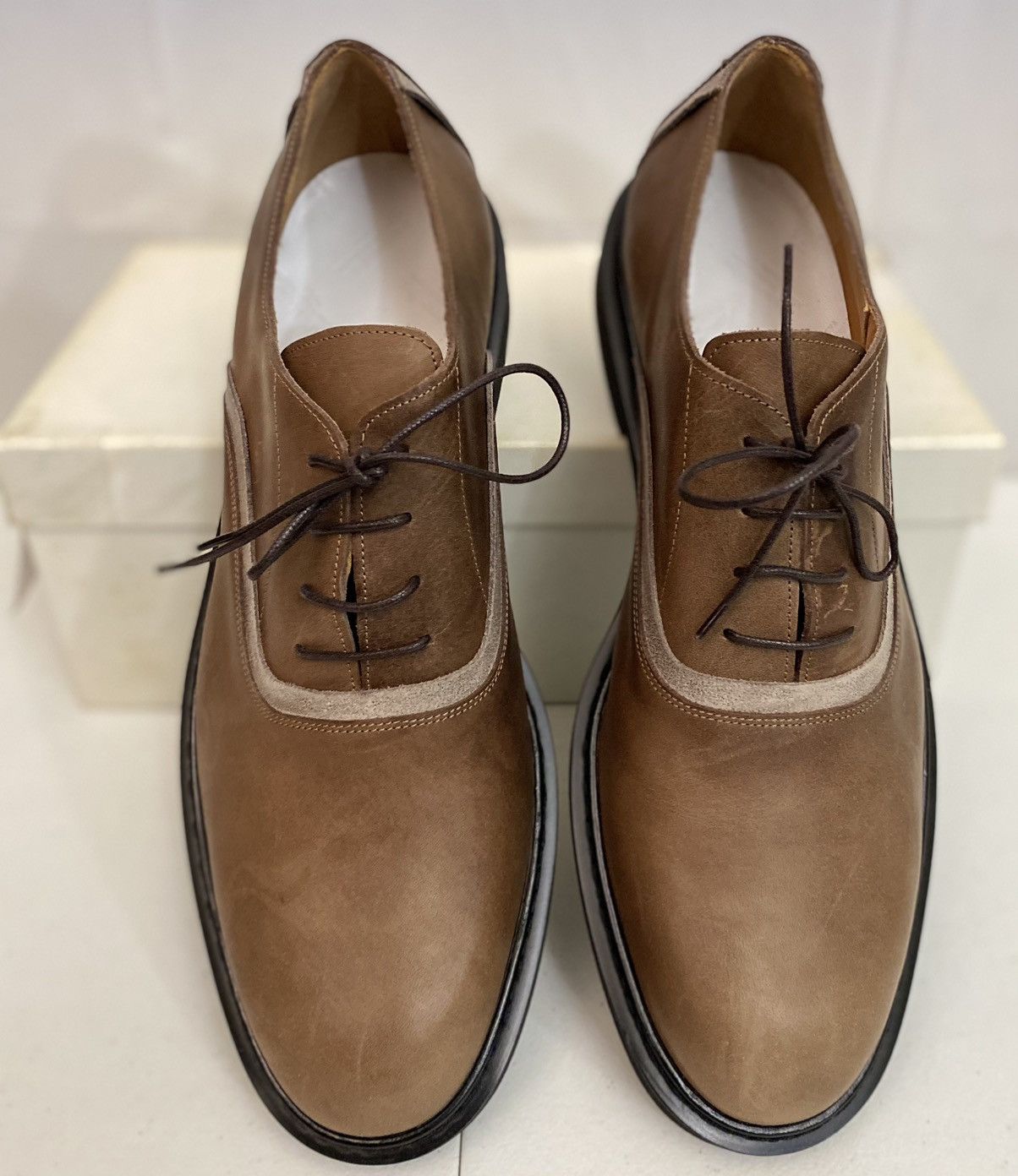 Maison Margiela Maison Margiela 22 🇮🇹 Brown Leather Suede Trim Oxfords 13 New Size US 13 / EU 46 - 13 Thumbnail