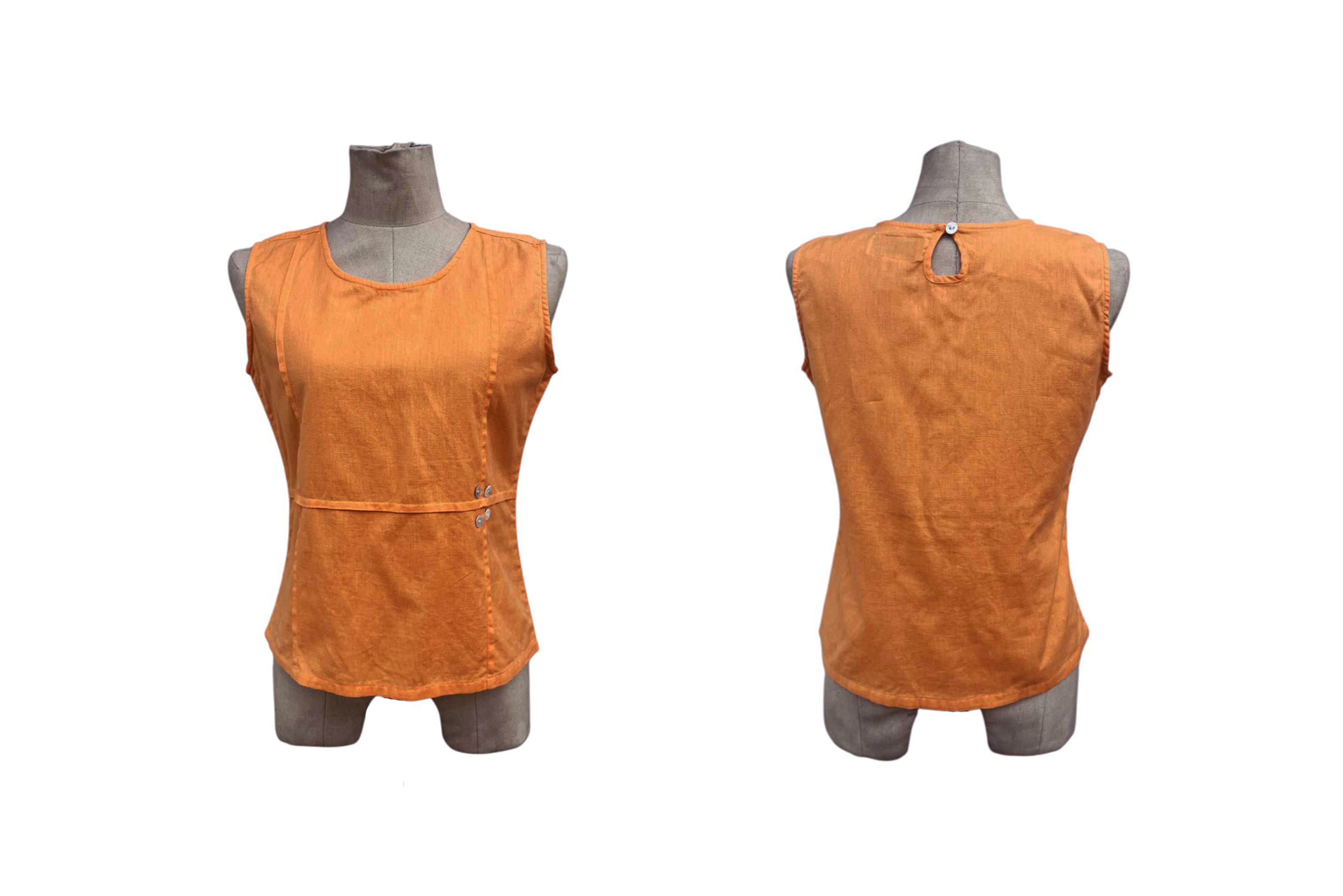 Vintage Linen and cotton sleeveless top, summer tank top Size S / US 4 / IT 40 - 8 Thumbnail