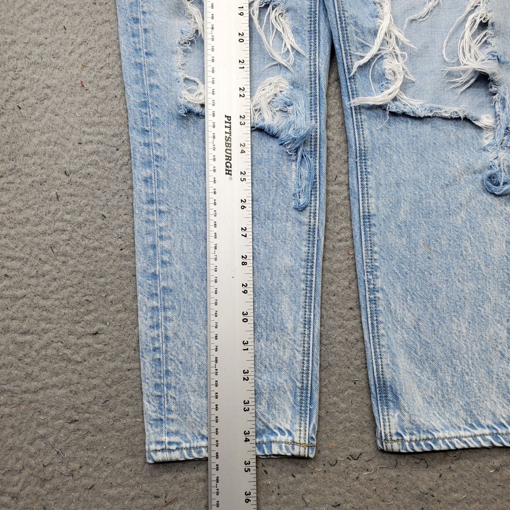 American Eagle Outfitters American Eagle Outfitters Mom Jeans Womens Size 2 Blue Distressed Light Wash Straight Jeans Size 26" / US 2 / IT 38 - 3 Thumbnail