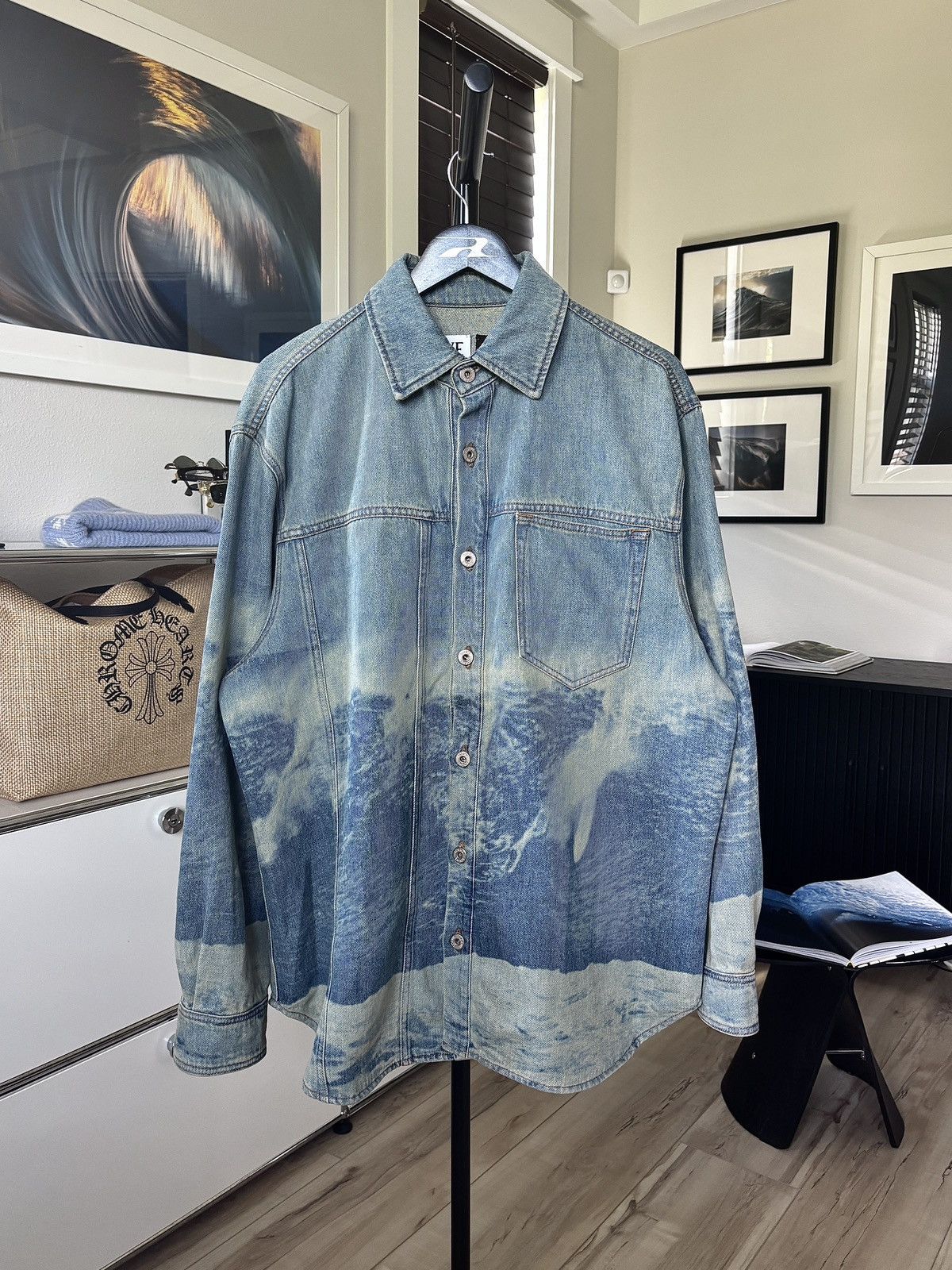 Loewe 🏄🏼‍♂️ LOEWE BLUE DENIM SURF WAVE SHIRT Size US XL / EU 56 / 4 - 1 Thumbnail