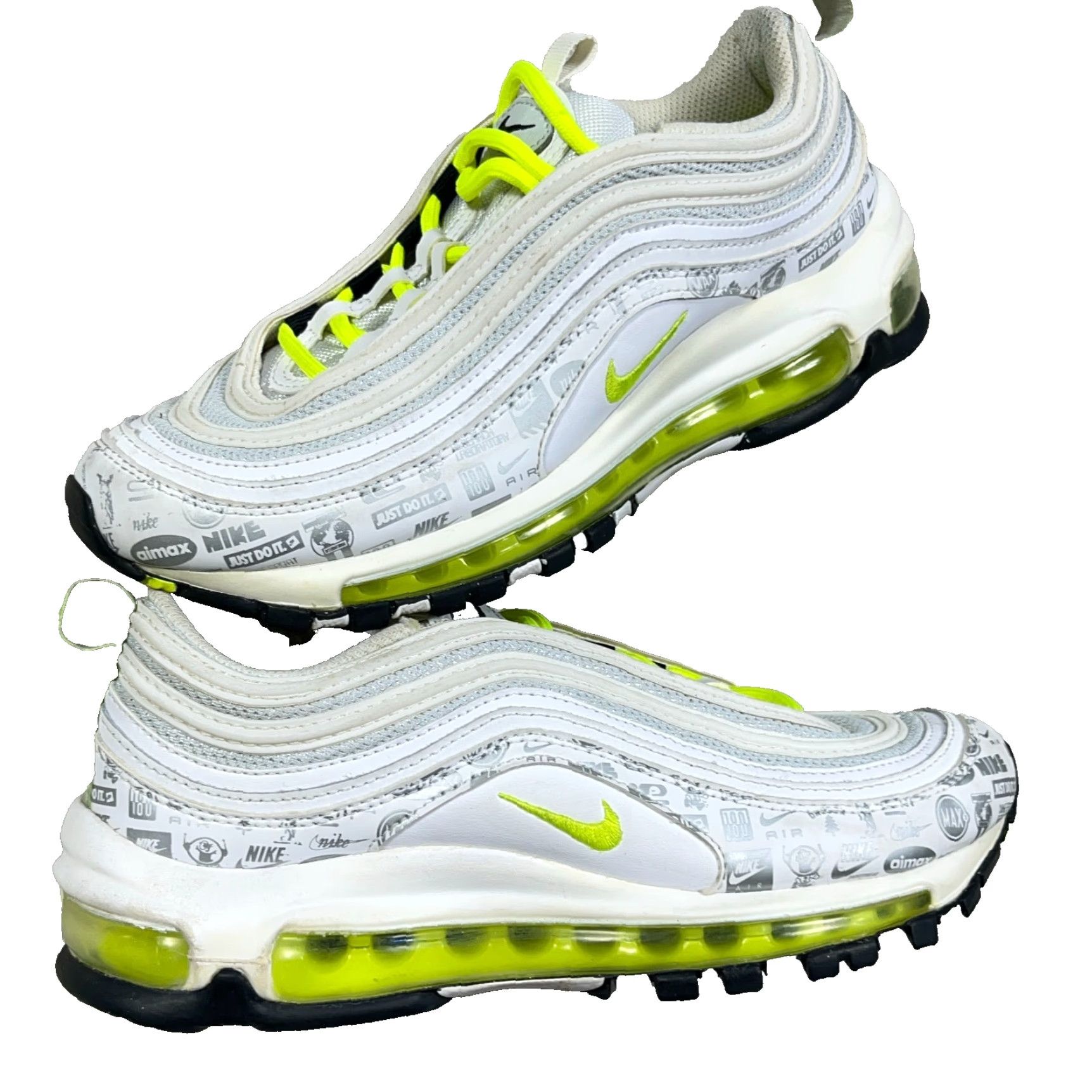 Nike NIKE AIR MAX 97 GS White Neon Yellow Reflective Logos Size 4.5Y Womens Sneaker Size US 5 / IT 35 - 2 Thumbnail