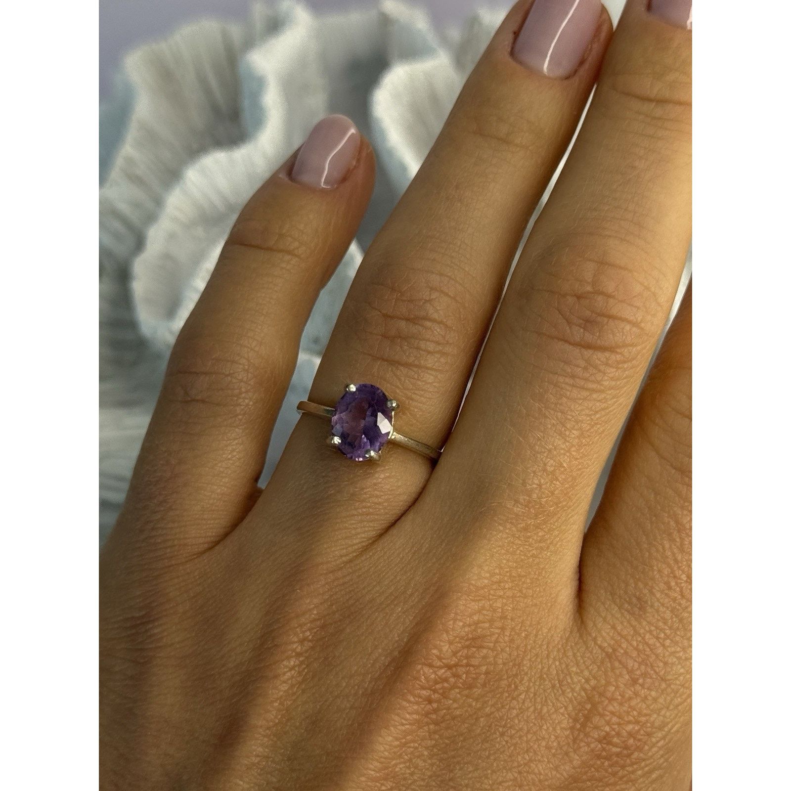 Jewelry 925 STERLING SILVER AMETHYST RING SIZE 6.5 Size ONE SIZE - 5 Thumbnail