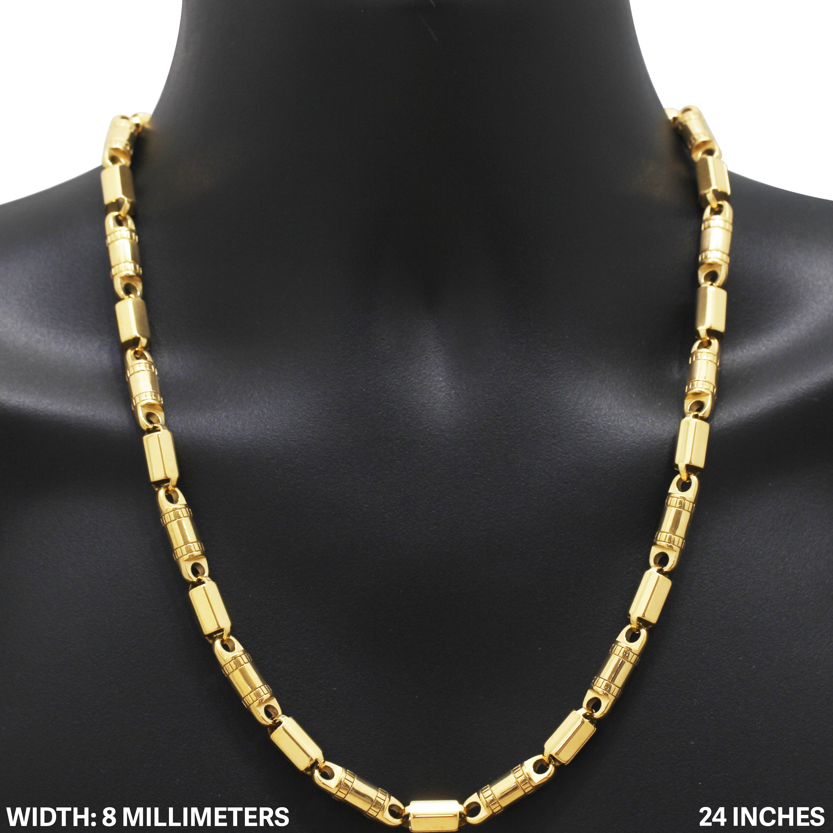 Other 316L SS 18k GP 8mm Barrel Link Chain Necklace 24” Size ONE SIZE - 1 Thumbnail