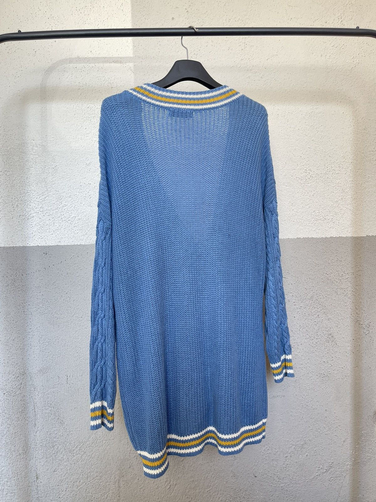 Ne-Net Ne Net Blue Cable Knit Cardigan Brown Bear Patch 2 Pockets Size ONE SIZE - 2 Thumbnail