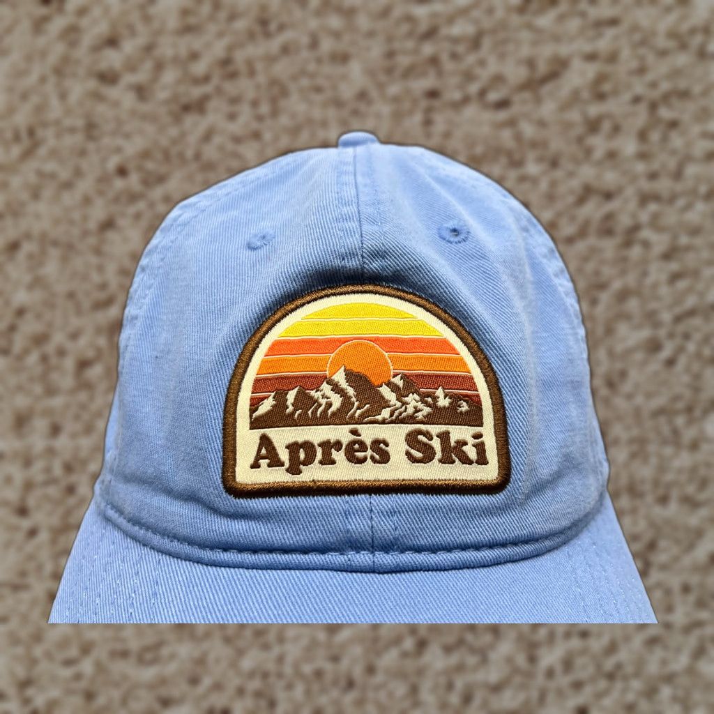 Vintage Après Ski After Skiing Hat Cap Strap Back Adult One Size Light Blue 100% Cotton Size ONE SIZE - 1 Thumbnail