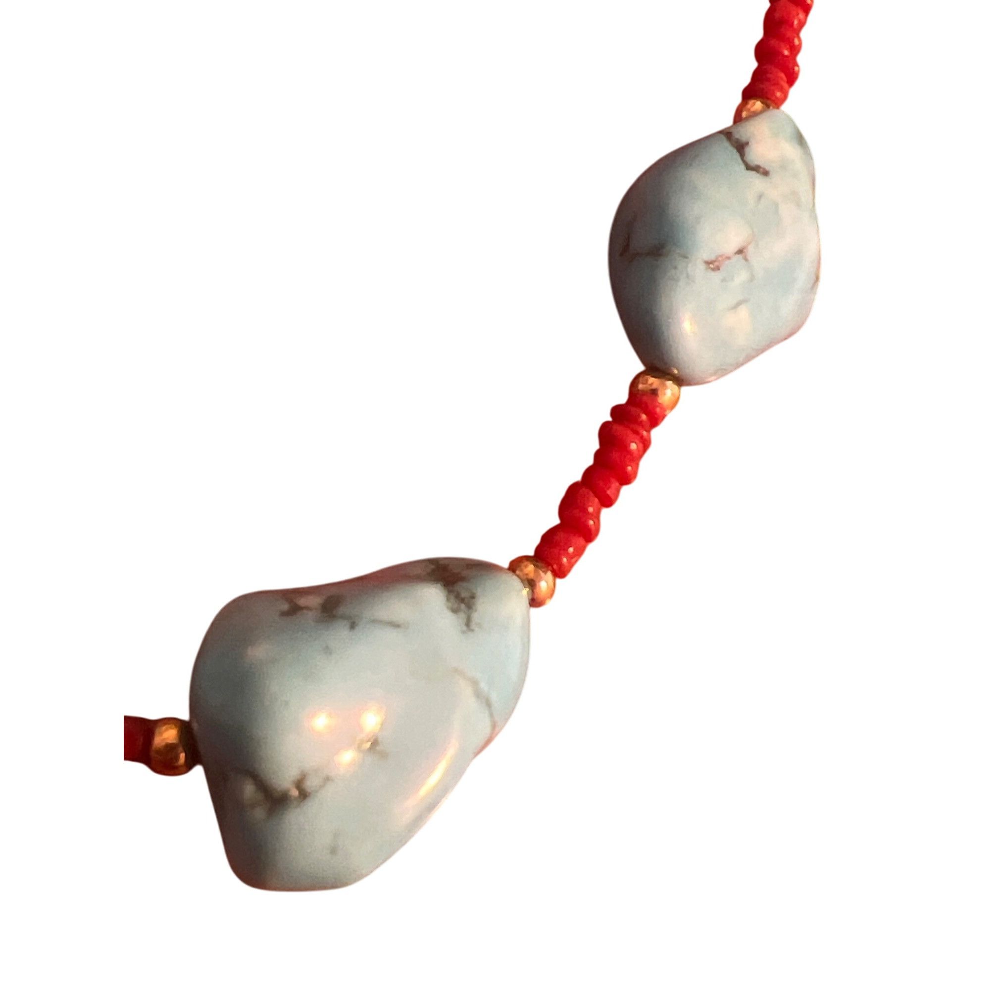 Other Turquoise Dyed Howlite Red Seed Bead Necklace Western Beach Size ONE SIZE - 2 Thumbnail