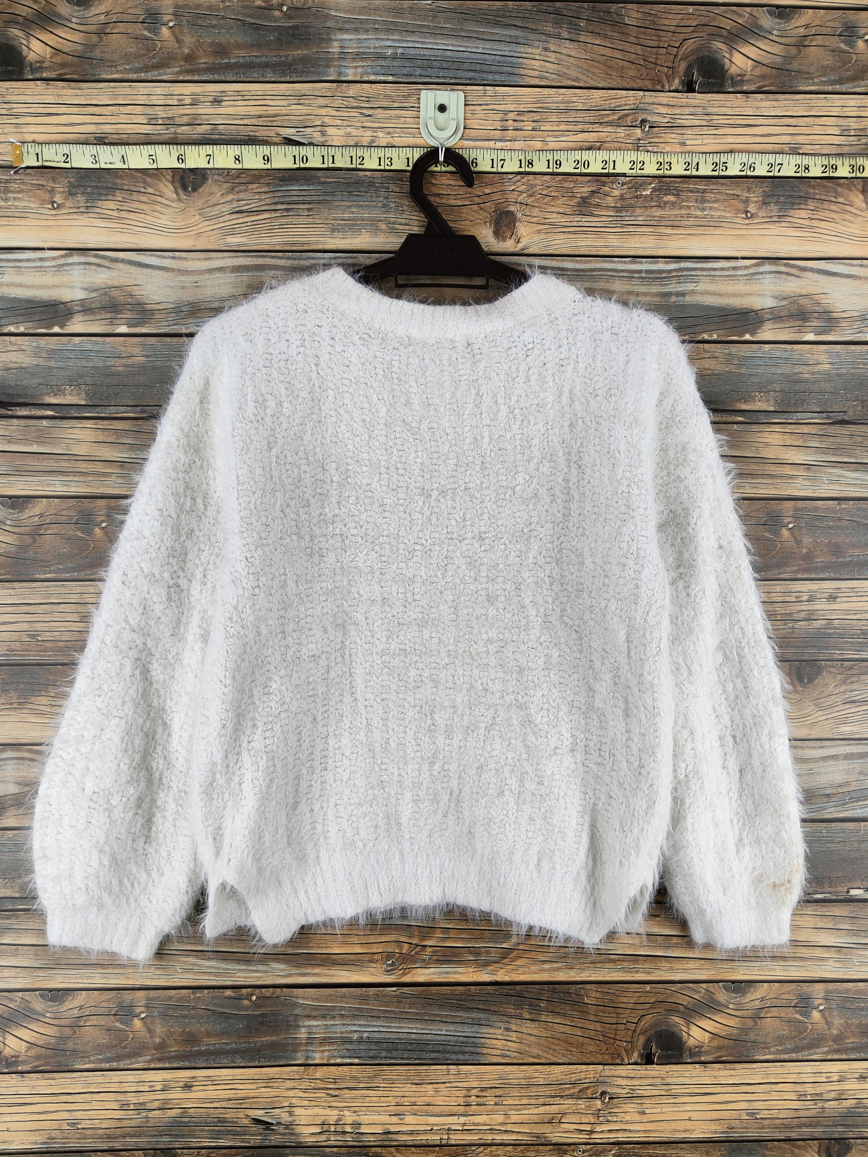 Japanese Brand DL Ozoc White Fur Mohair Knitwear #46-550 Size XS / US 0-2 / IT 36-38 - 7 Thumbnail