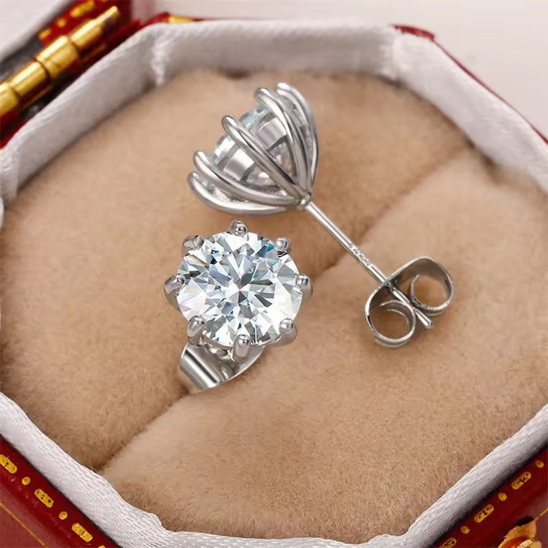 Jewelry Exquisite 8mm Claw Setting CZ Stud Earrings Size ONE SIZE - 3 Thumbnail