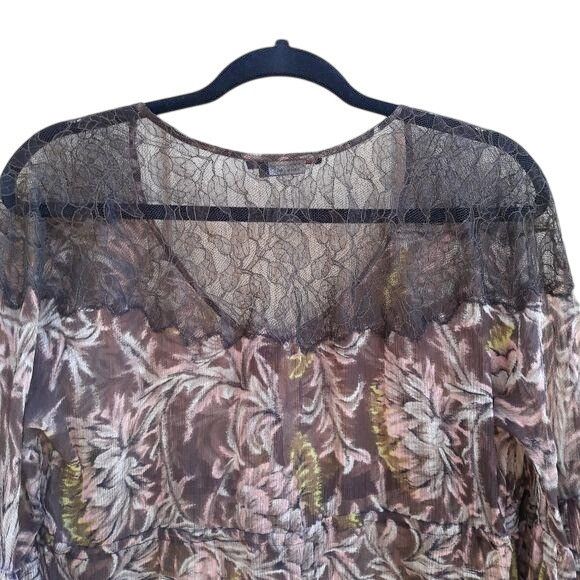 Bcbgmaxazria Y2K BCBGMaxAzria Silk Baby Doll Top Blouse Sz S Brown Sheer Size S / US 4 / IT 40 - 10 Thumbnail