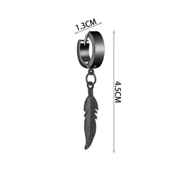 Other 1Pc Stainless Steel Unisex Drop Earring (Black) Size ONE SIZE - 3 Thumbnail
