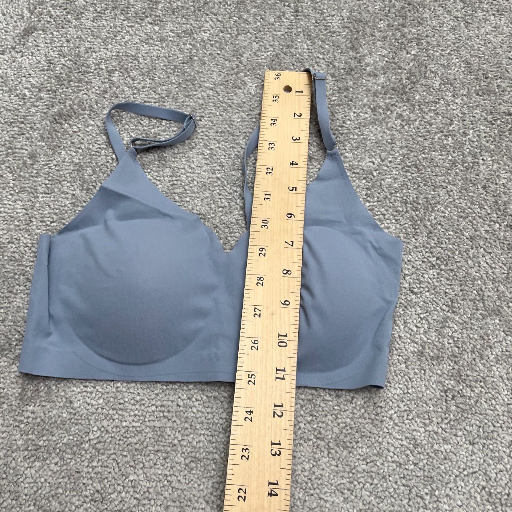Vintage Unbranded Wireless Comfort Bra Womens Small Blue Gray Padded Smooth Stretch Bralette Shirt Womens SS Blue 90s? Size ONE SIZE - 4 Thumbnail