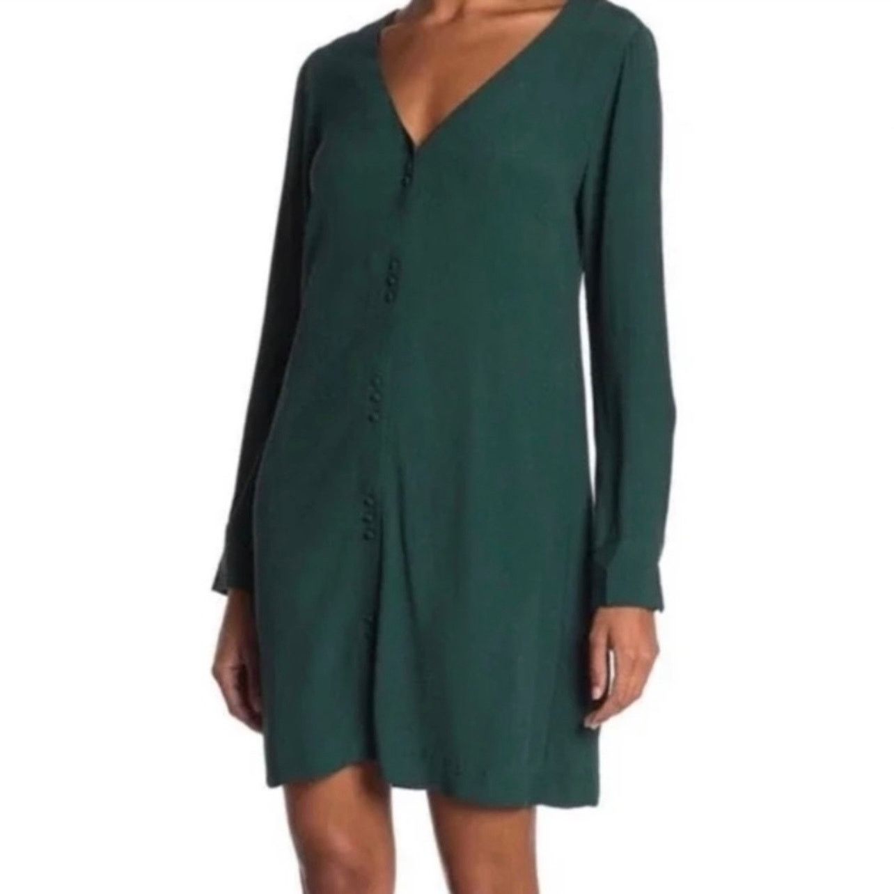 Madewell Madewell Button Front Long Sleeve Dress Size L Smokey Size L / US 10 / IT 46 - 1 Thumbnail