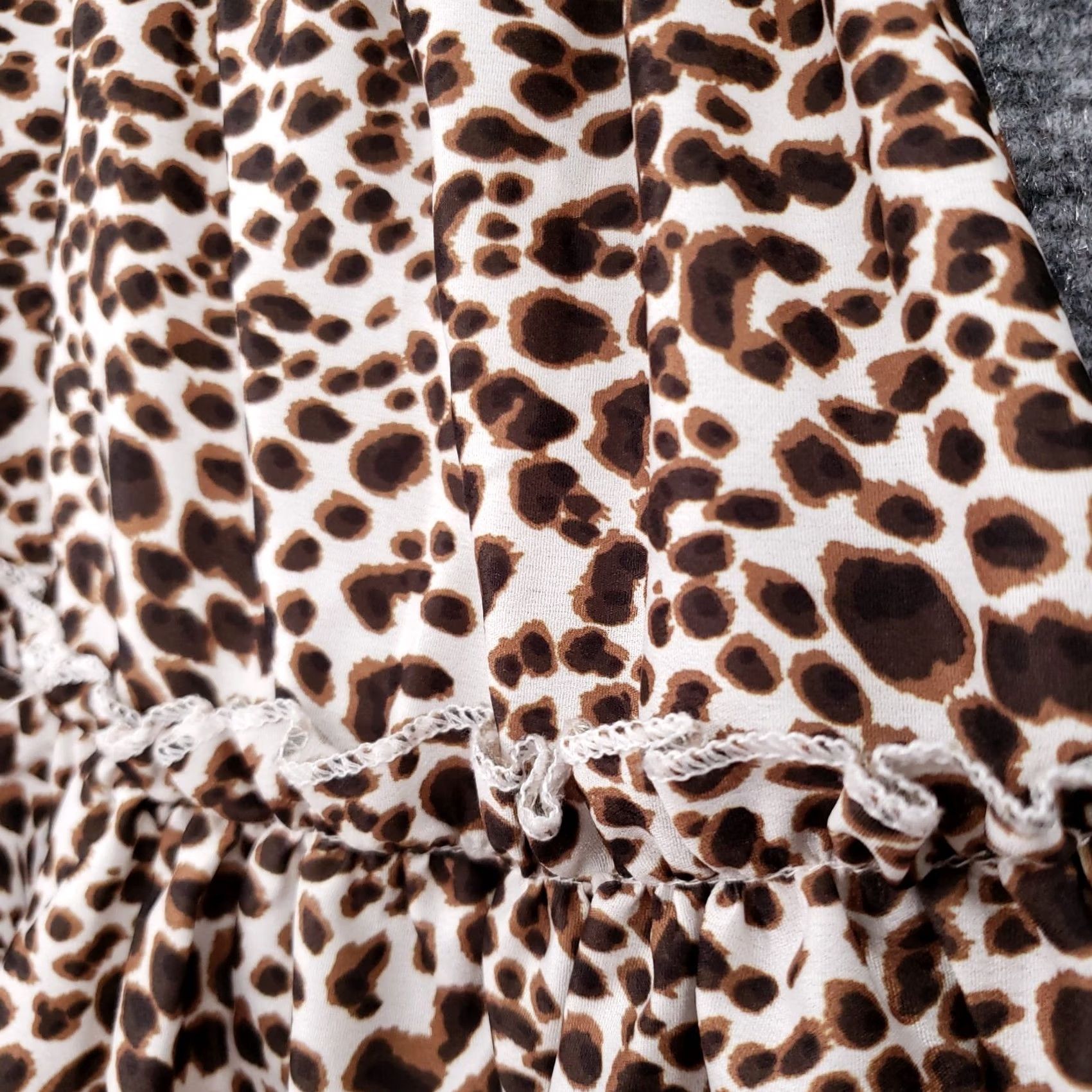 Shein Shein Skirt XS Brown Animal Print Tiered Ruffles Flare Short Pull On Womens Size 26" / US 2 / IT 38 - 7 Thumbnail