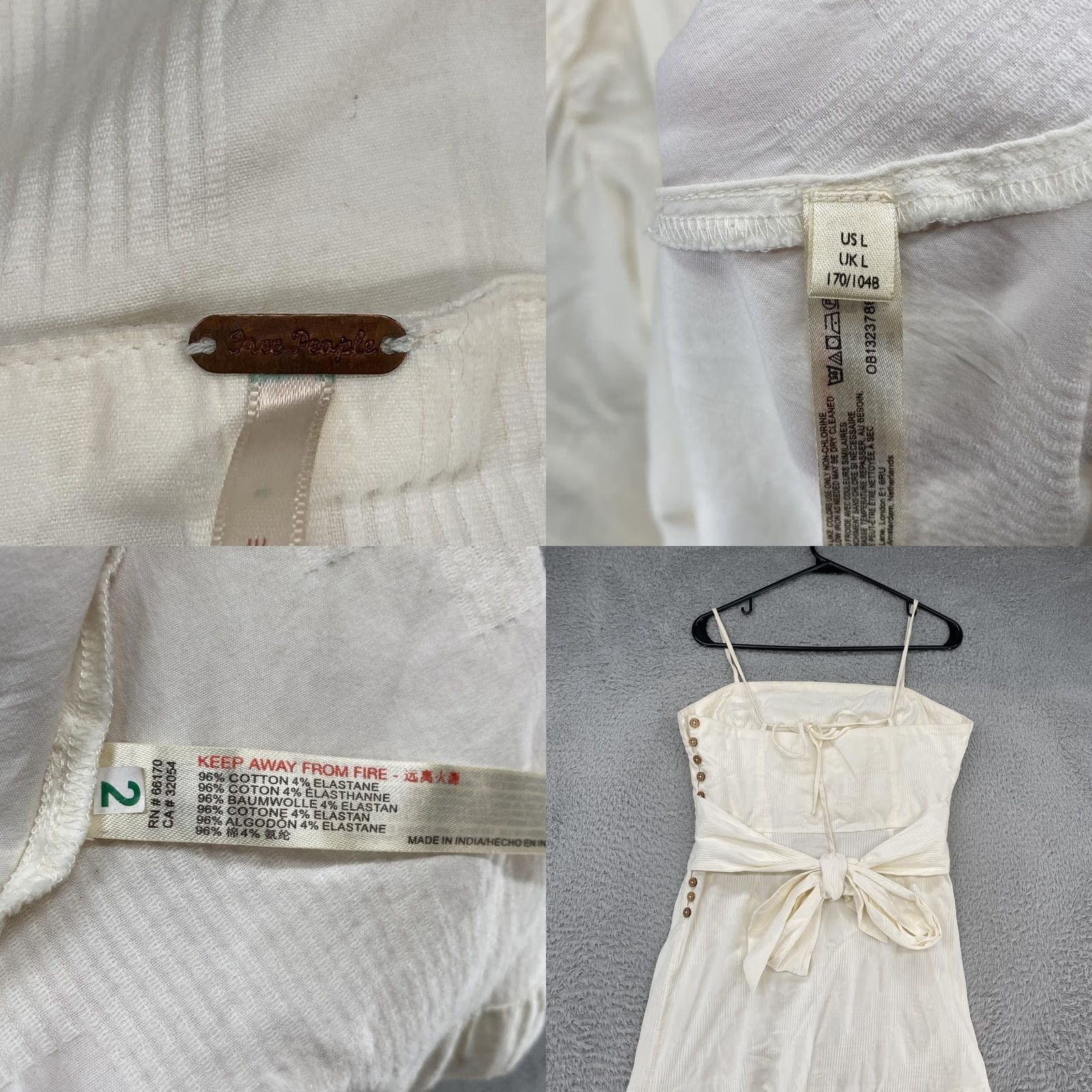 Free People Free People Dress Womens Large Ivory Beachy Boho Summer Ready Cutout Buttons Size L / US 10 / IT 46 - 8 Thumbnail