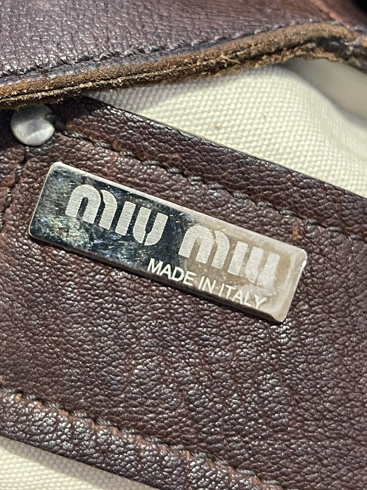 Miu Miu Miu Miu Brown Leather Shoulder Bag Flower Embellishment Size ONE SIZE - 6 Thumbnail