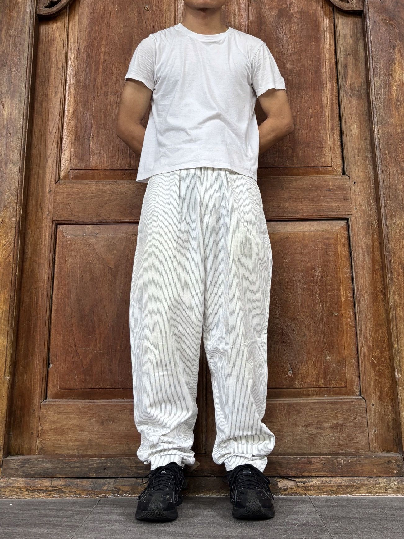 Yohji Yamamoto FREE TAX! Striped Wideleg Ballon Trousers- 29” Size US 29 - 1 Thumbnail